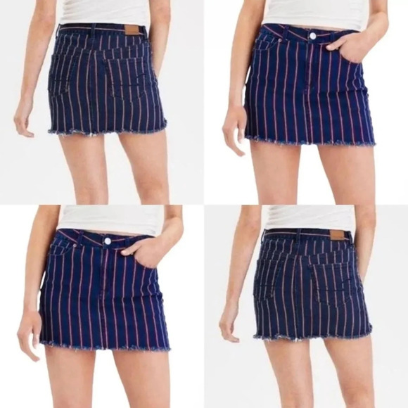 American Eagle Super Stretch High Rise Mini Skirt Sz 12 red white blue July 4th - Picture 1 of 9